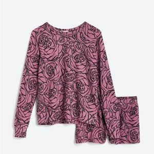 Evie sleep & lounge long sleeve top and drawstring short set.